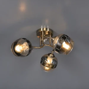 Люстра потолочная Ritter NAPOLI 52416 8 3 лампы Е27 цвет античная латунь