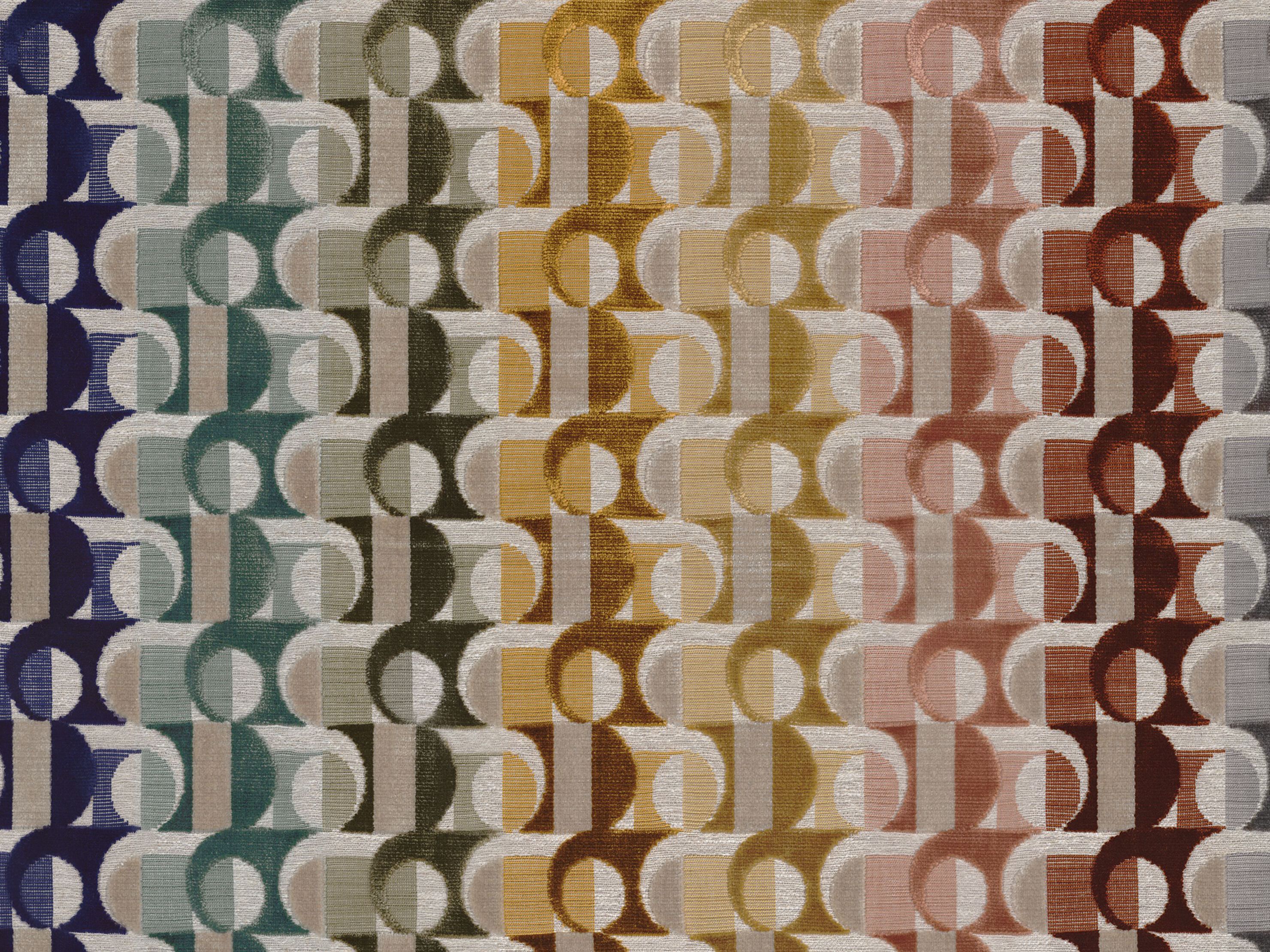 Многоцветная Жаккардовая ткань из вискозы с графическими узорами Casamance Luminescence ARCH-00137486