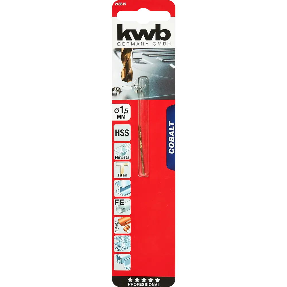 Сверло спиральное по металлу HSS-Co KWB 248615 1.5x40 мм 87678661 STLM-2115299  - Вид №3