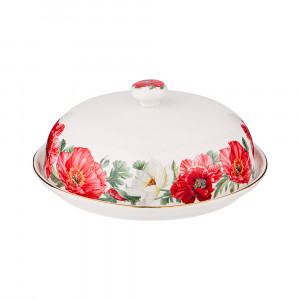 104-777 Посуда фарфоровая Маки блюдо круглое с крышкой Lefard