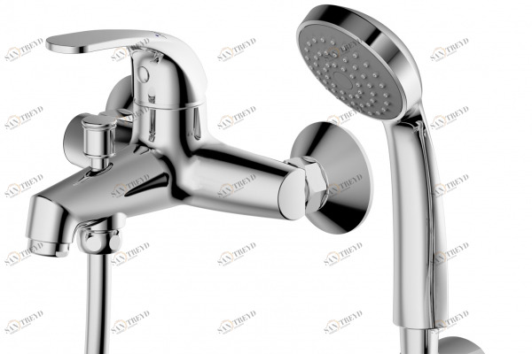 Смеситель для ванны с коротким изливом и аксессуарами FIT F6135188CP-B-RUS bravat