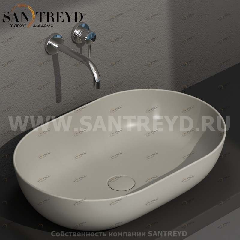 B6O60CC Накладная раковина на столешницу  овальная Ceramica Globo T-EDGE