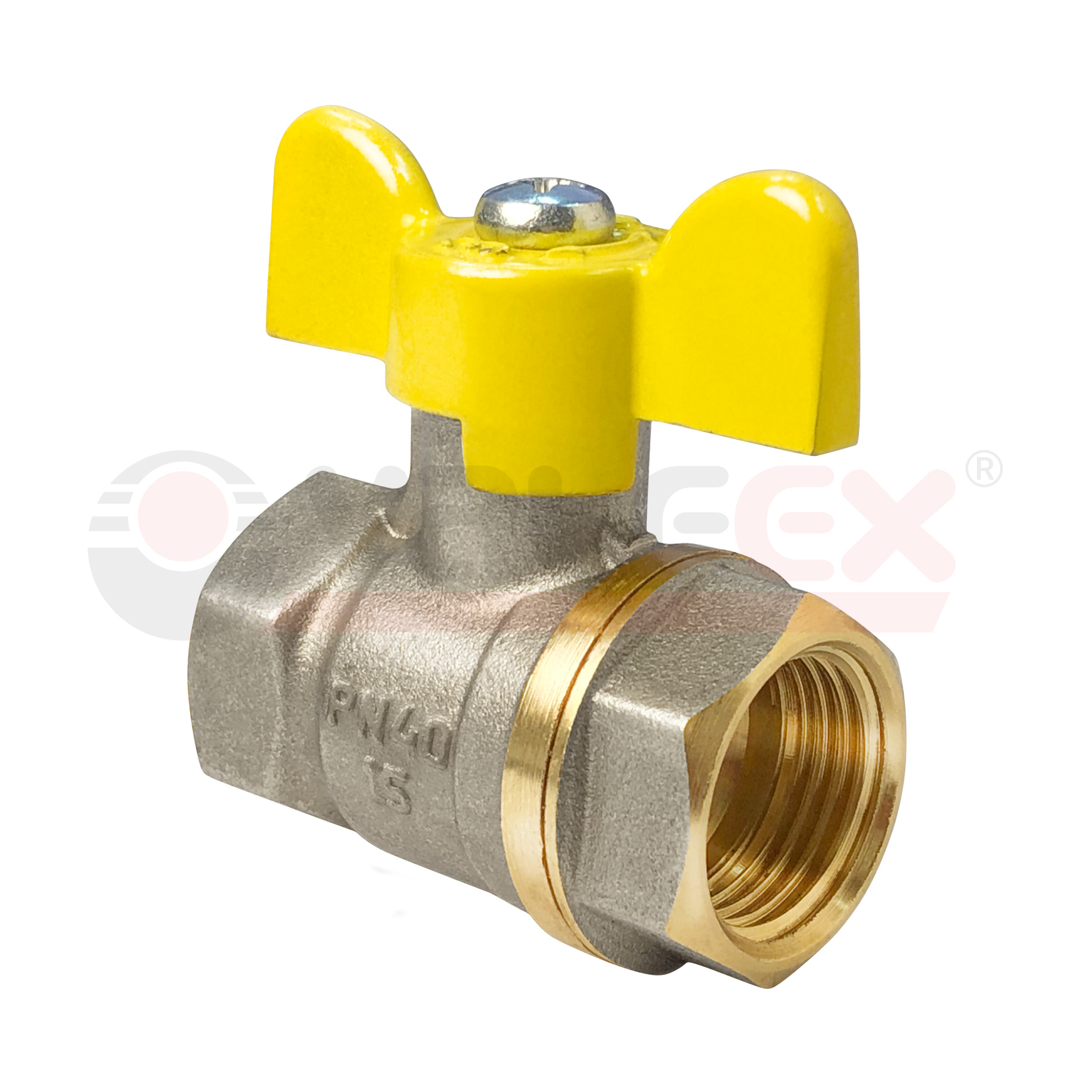 VF.277.NB3.100 Valfex Кран шаровой (с никелевым покрытием) для газа, ручка-бабочка (внутр.-внутр.)  1" 