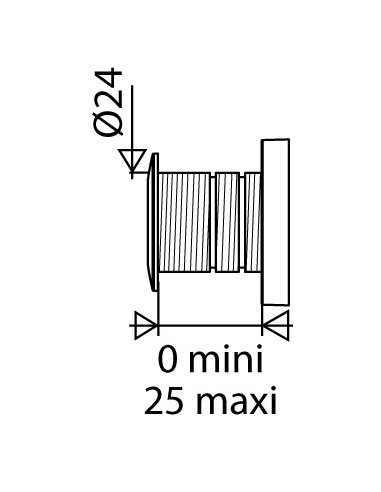 069100 000 00  Накладка для перелива диаметром 24 мм, зажим 0/25 мм, Л. 35 мм, ломкий, хромированный пластик Valentin Хром  - Вид №2