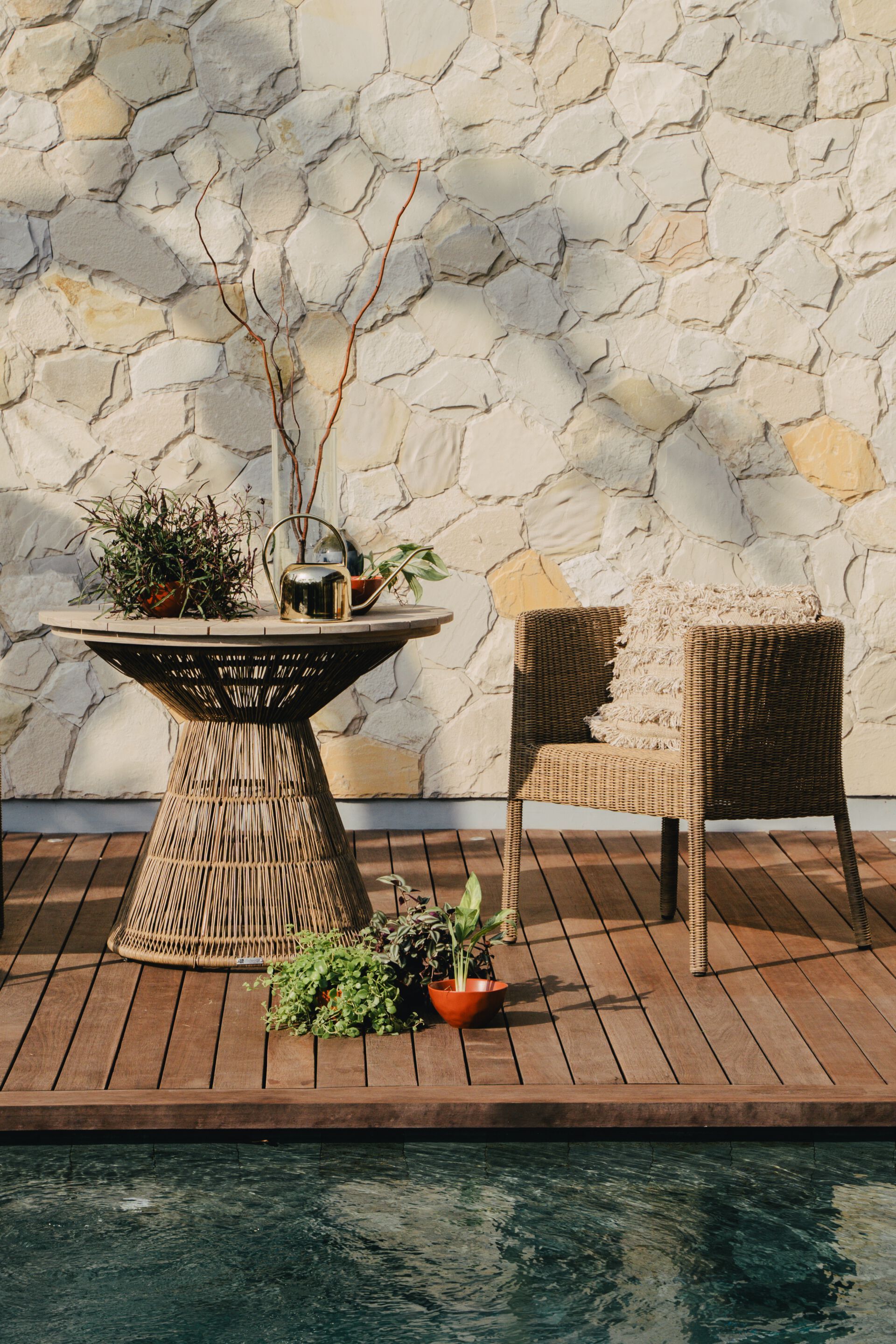 Алюминиевый и деревянный круглый садовый стол cbdesign Fiorella ARCH-00138062 - Вид №3