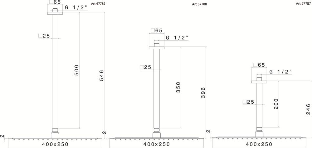 newform Потолочная лейка душа с кронштейном Head showers 67788 - Вид №1