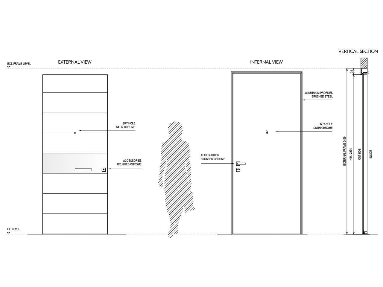 Входная дверь со скрытыми петлями Oikos Tekno ARCH-00032494 - Вид №4