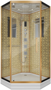 Душевая кабина NG-7717G (1000x1000х2150) низкий поддон стенки ЗОЛОТО