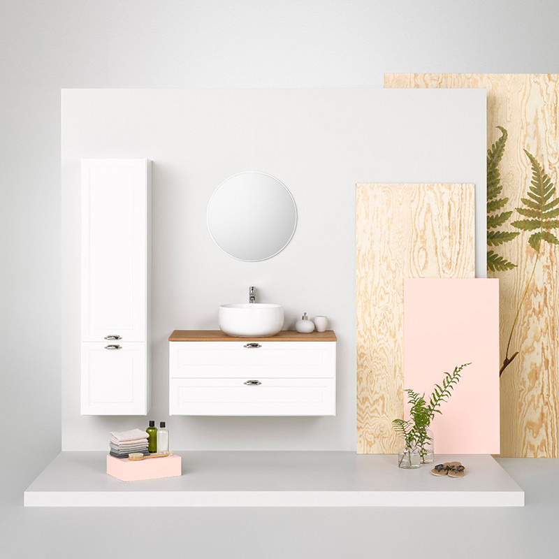 20071261 Шкаф Для Умывальника Dawn 1000 Белая Рама, С Открыванием Westerbergs Белый  - Вид №3