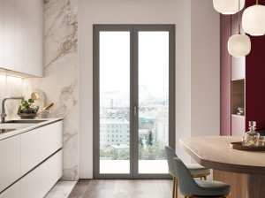 Алюминиевая створчатая дверь-окно