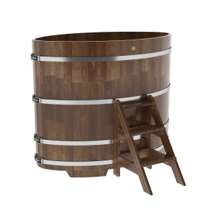 1535 Купель овальная из сращенных ламелей лиственницы 1,02х1,68х1,4 морёная Alyarus