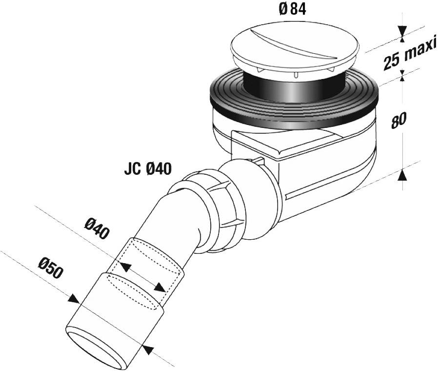 Redi Сифон для душевых поддонов Nicoll X102603, x102703, x102803 - Вид №2