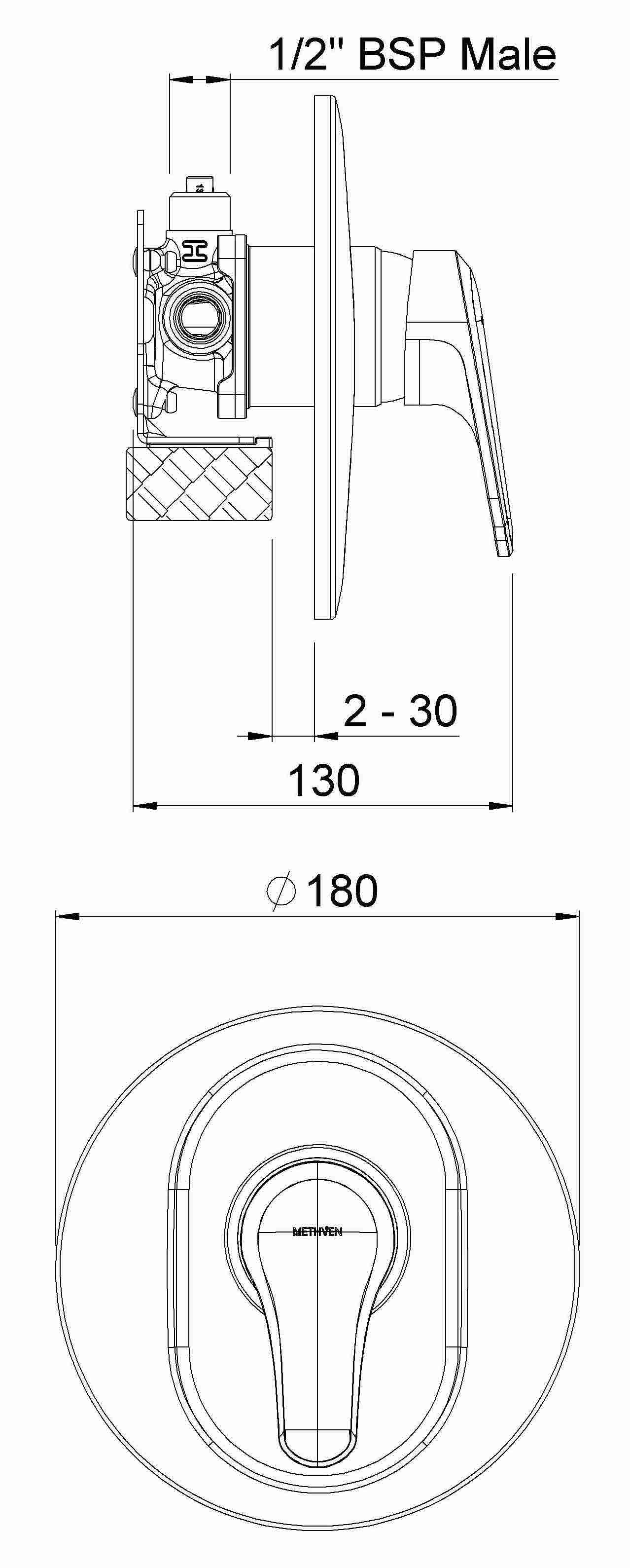 TPAPS2CP Смеситель для душа Celeste с Fastflow II Methven - Вид №1