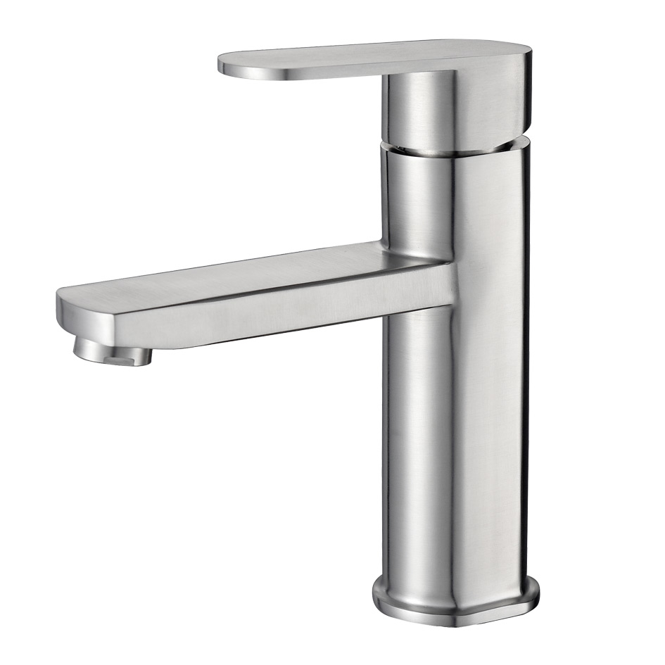 Смеситель д/ум MELANA-610301 Stello нерж.сталь, однорычажный, сатин, литой излив - Вид №1