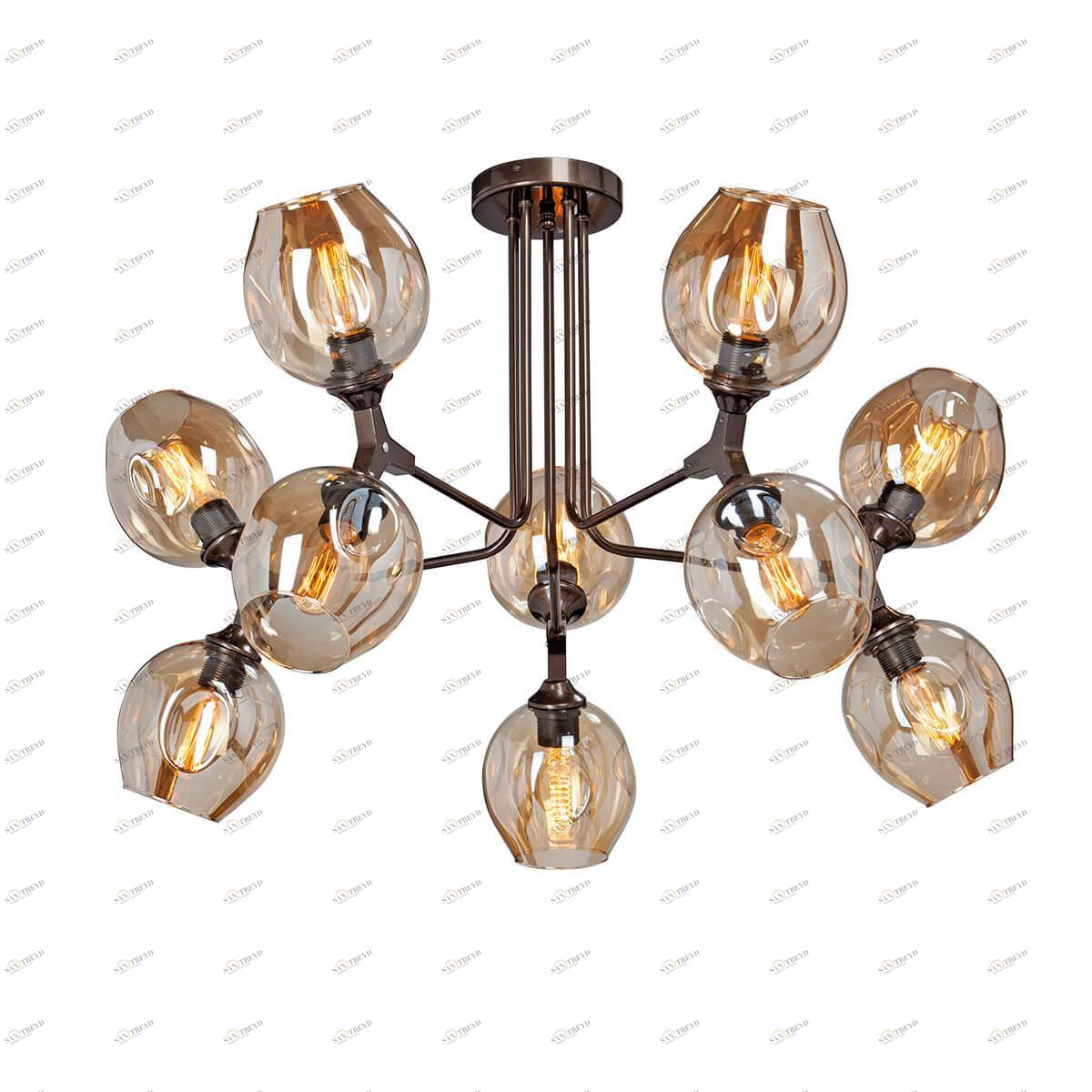 Люстра потолочная бронзовая Vitaluce V4816-7/10PL VITALUCE ДИЗАЙНЕРСКИЕ 00-3888702 Бронза;прозрачный 