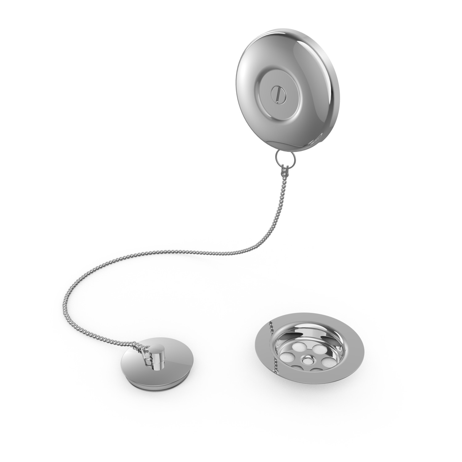 Плоский сливной кожух с цепочкой и крышкой для умывальника, биде и раковины-03474501 TRES 