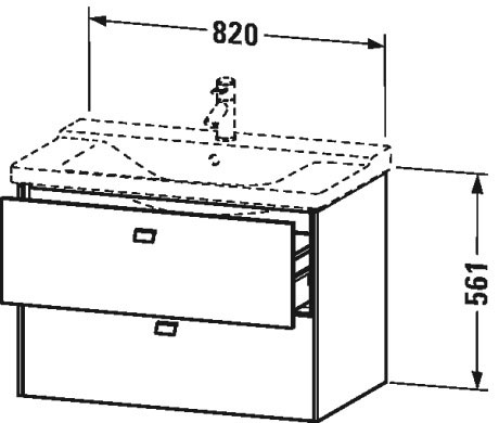 BR412104949 Тумбочка подвесная Brioso #BR4121 820 x 479 мм Графит матовый, декор Duravit - Вид №1