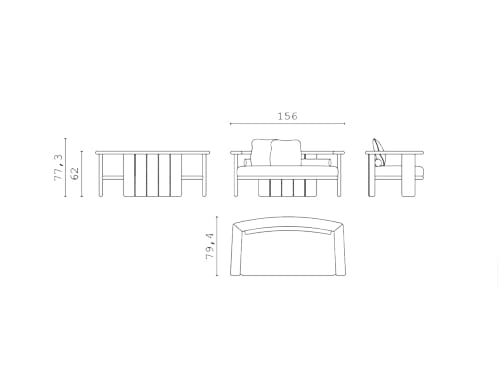 2-местный деревянный диван CPRN HOMOOD Shapes 2025 ARCH-00081630 - Вид №3