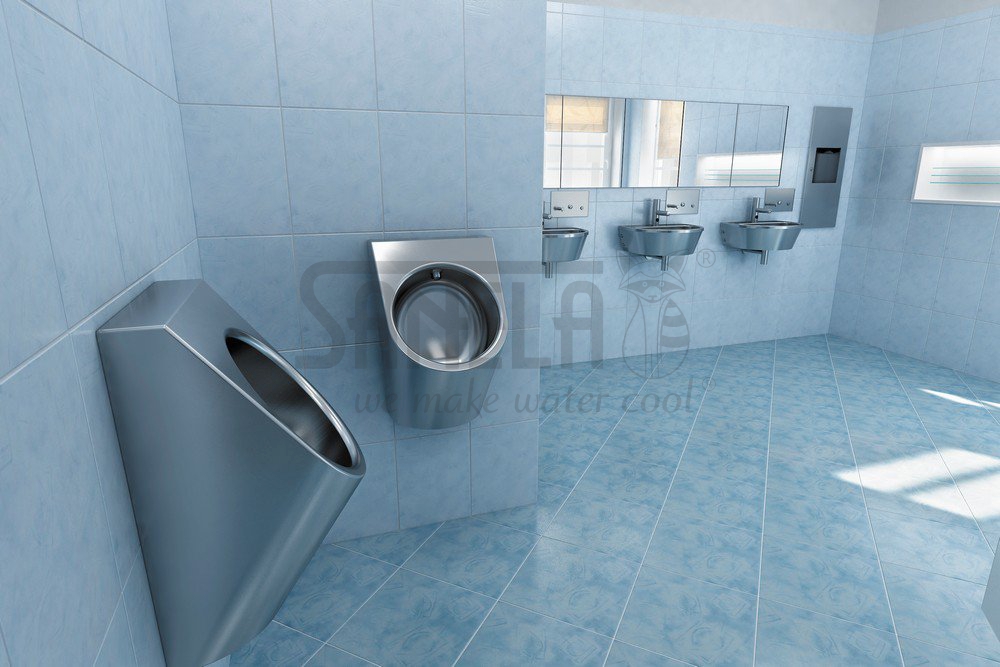 91073 Нержавеющий автоматический подвесной писсуар с термодатчиком, 24 В пост. SANELA  - Вид №1