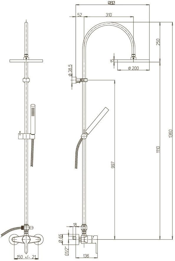 Paini - 92CR6891P1 душевая система  - Вид №1