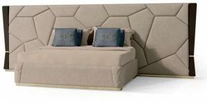 Carpanese Home Двуспальная кровать из нубука с мягким изголовьем Contemporary 7589