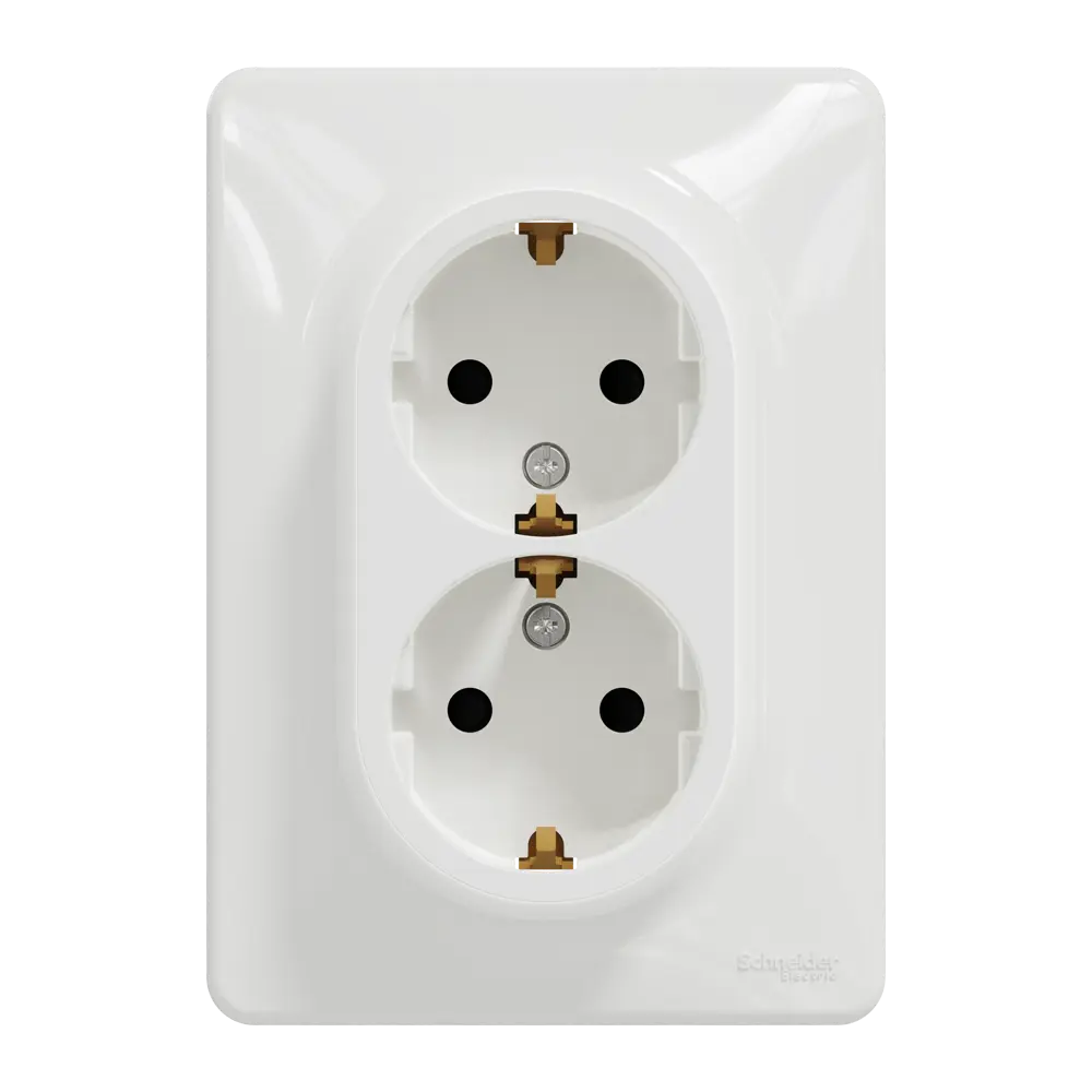 Розетка двойная встраиваемая Systeme Electric Sedna Design с заземлением, цвет белый STLM-2052545