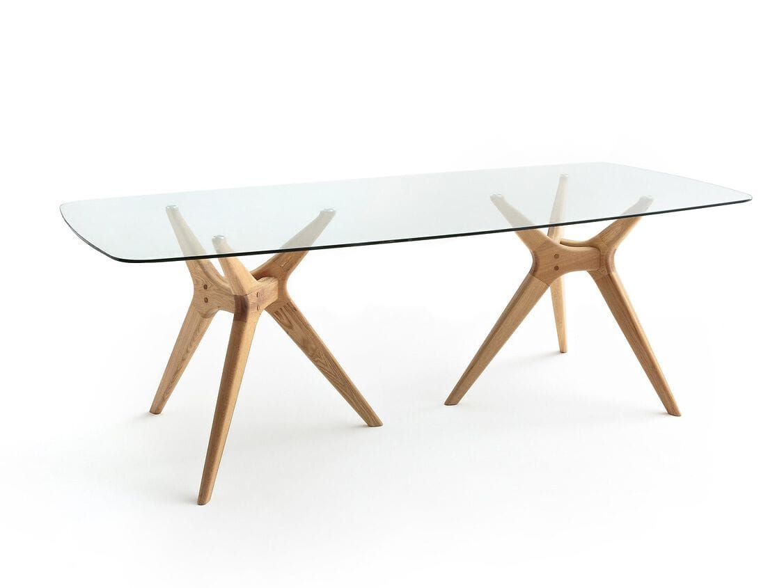 Прямоугольный стол из закаленного стекла и дуба AMPM Maricielo ARCH-00000257