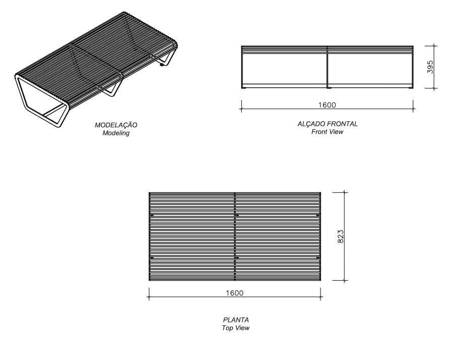 Стальная скамья без спинки amop рама ARCH-00099127 - Вид №5