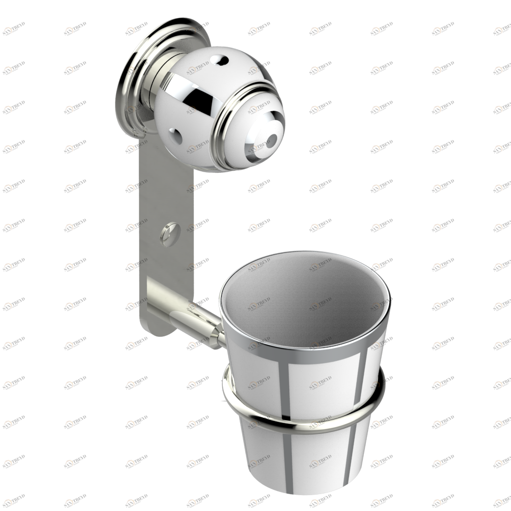 A7B-536B Стакан настенный фарфоровый для зубных щёток Thg-paris Ithaque с платиновым декором Матовый никель A7B-536B CAT.C