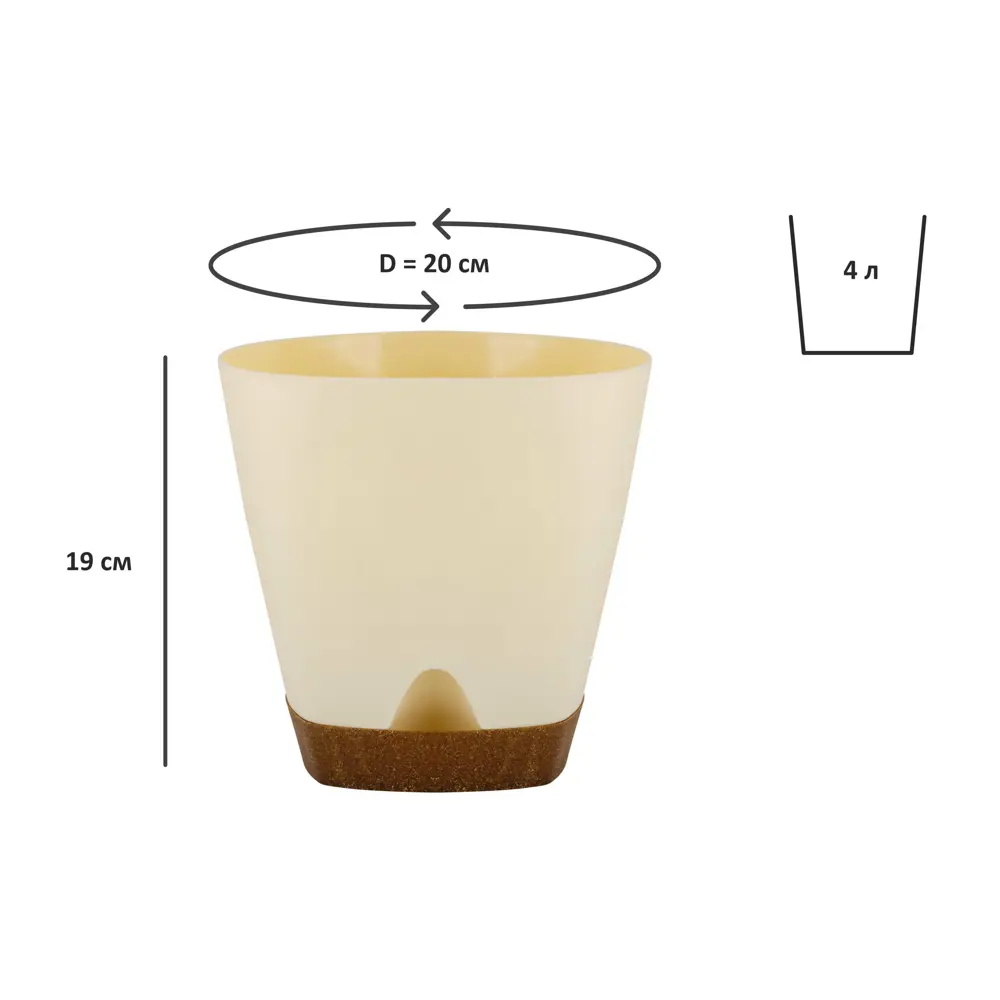 Горшок для цветов INGREEN Wood 4 л бежевый круглый 89416389 STLM-1569493 - Вид №3