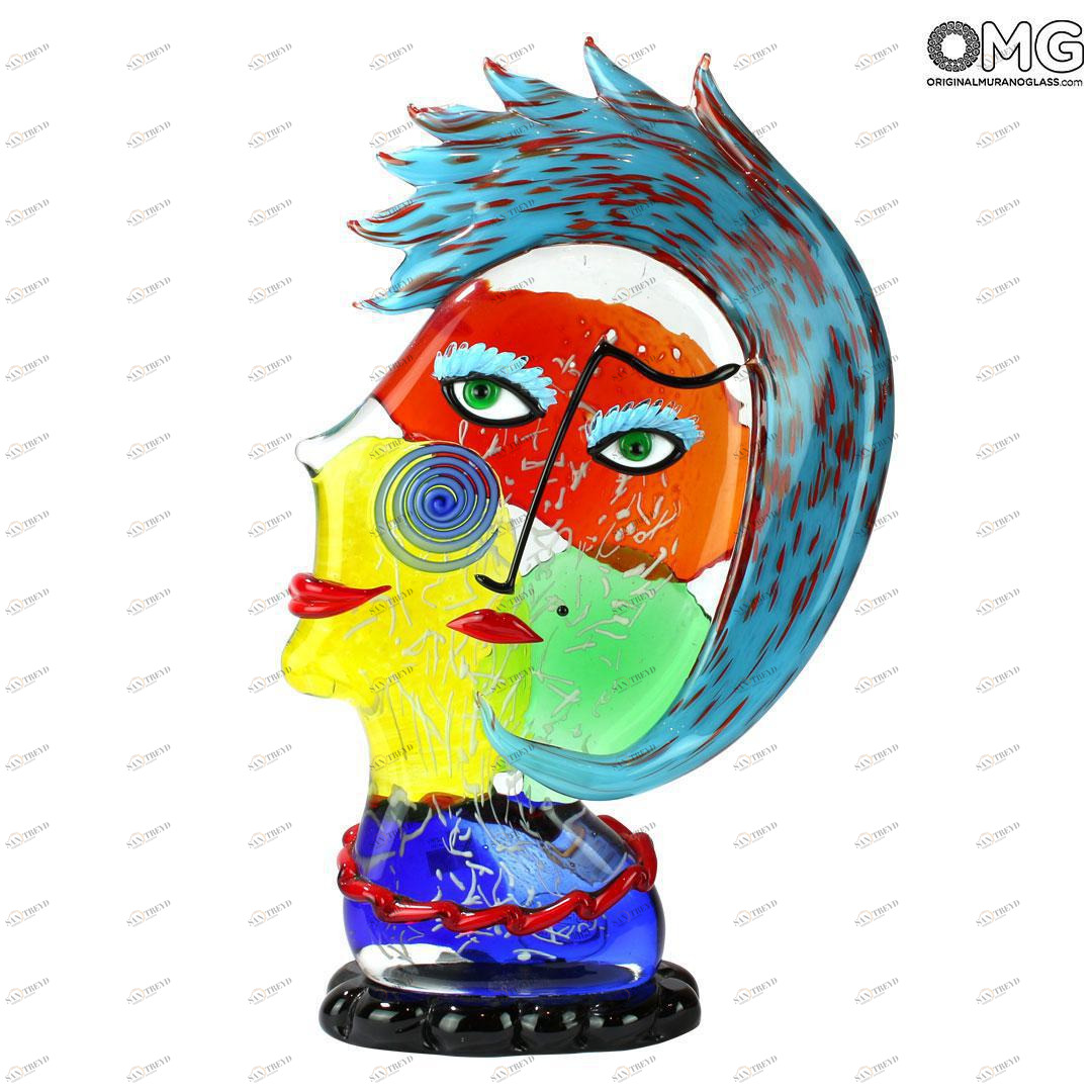 4717 ORIGINALMURANOGLASS Скульптура Голова Женщины - Pop Art - Original Murano Glass OMG 29 см 