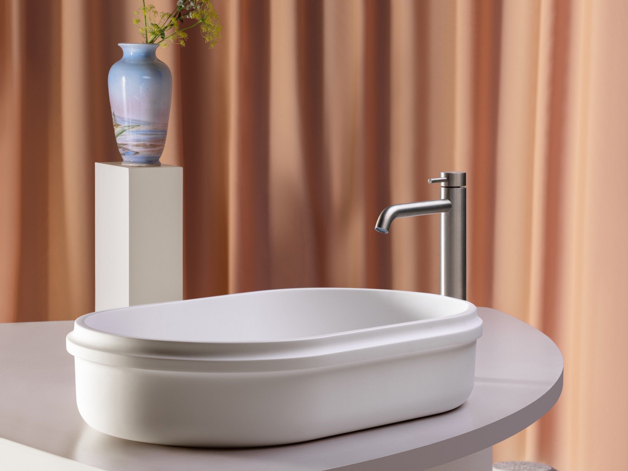 Умывальник с одной овальной столешницей из Cristalplant® Zucchetti Rise ARCH-00022627