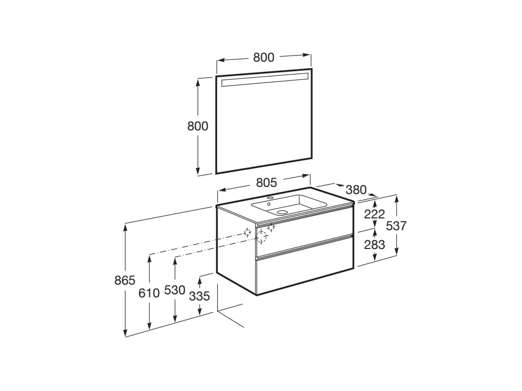 Деревянный умывальник с зеркалом и встроенной раковиной Roca UNIK A8515 / A8518 ARCH-00035896 - Вид №111
