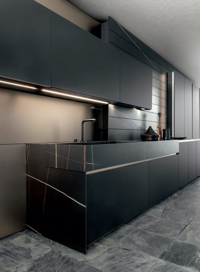 Линейная кухня из керамогранита без ручек MODULNOVA Skill ARCH-00039841 - Вид №2