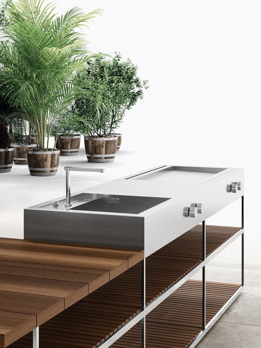 Boffi Летняя кухня из нержавеющей стали и дерева с барбекю sun-id-1468641 - Вид №3