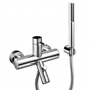 1815  Смеситель из стены для ваннывылет 14 см ручка автоматический переключатель на 2 потока ручная лейка SUN держатель ручной лейки гибкий шланг 150 см ПВХ Fantini Rubinetti CAFÈ