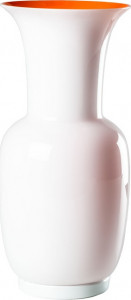 10640934 VENINI Ваза Venini "Опалино" 42х20см (белая, оранжевая) Стекло