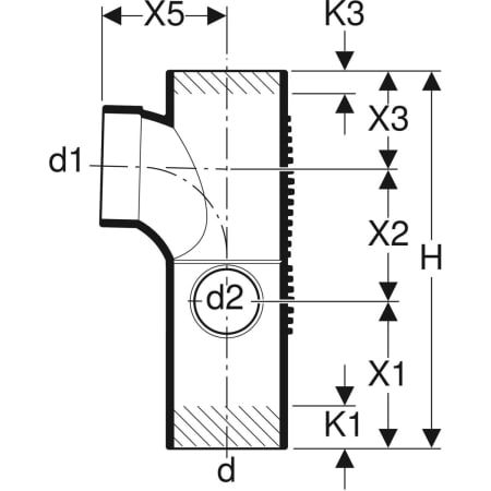 310.115.14.1 Крестовина двухплоскостная комбинированная Geberit Silent-db20, 88,5°, правая Geberit  - Вид №3