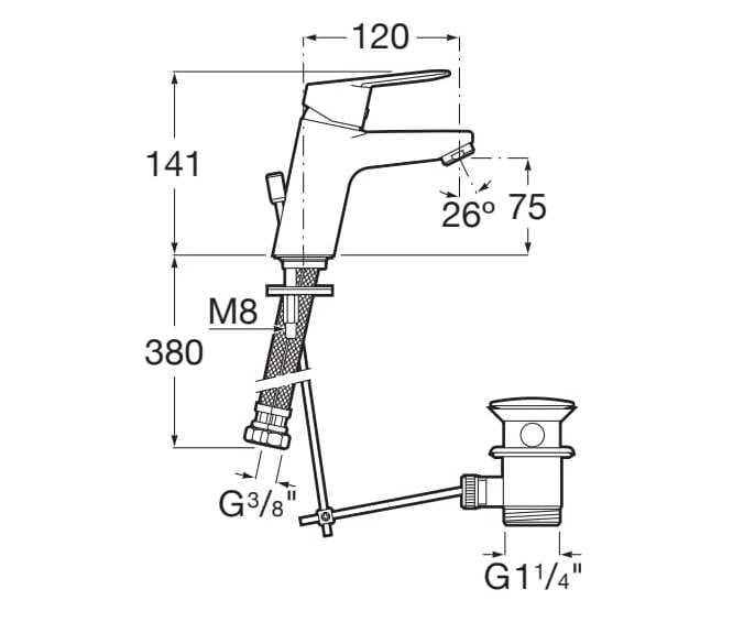 Смеситель для раковины с автоматическим сливом Roca Alfa ARCH-00145157 - Вид №3