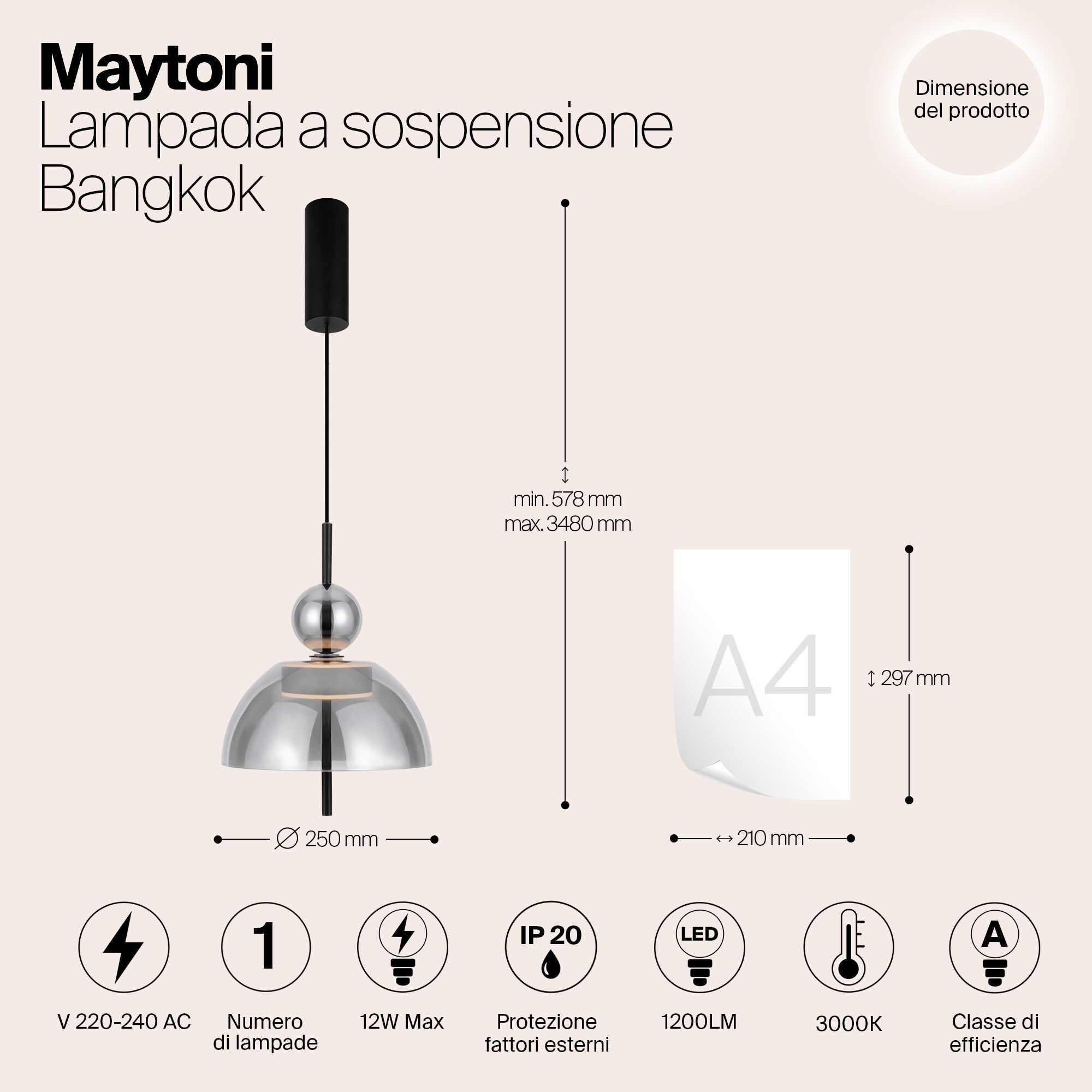 Стеклянный светодиодный подвесной светильник Maytoni BANGKOK ARCH-00060025 - Вид №6