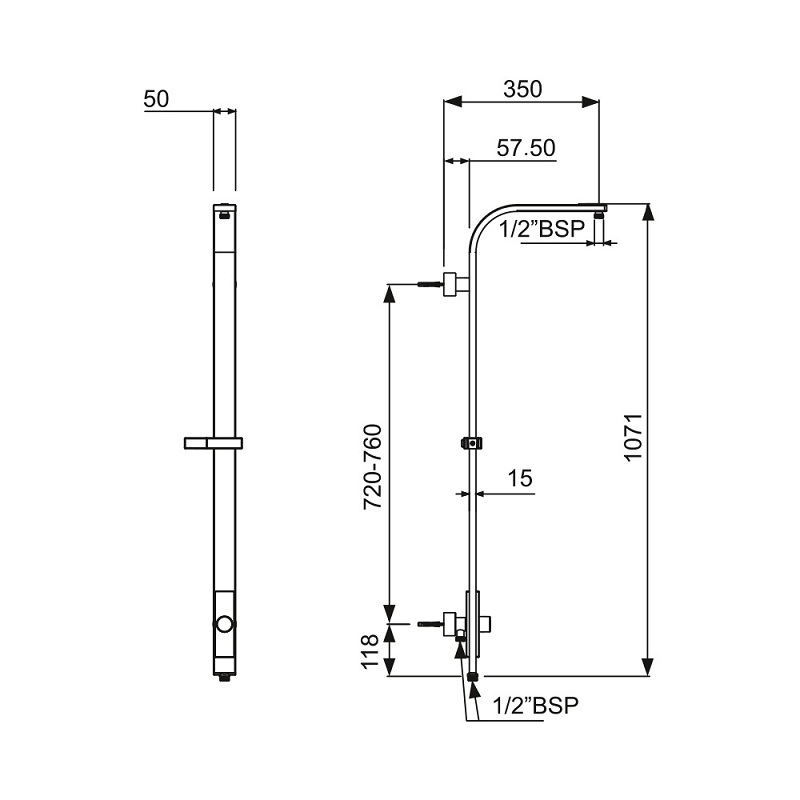 SHA-CHR-1217F Душевая штанга Jaquar Shower Pipe Santreyd  - Вид №1
