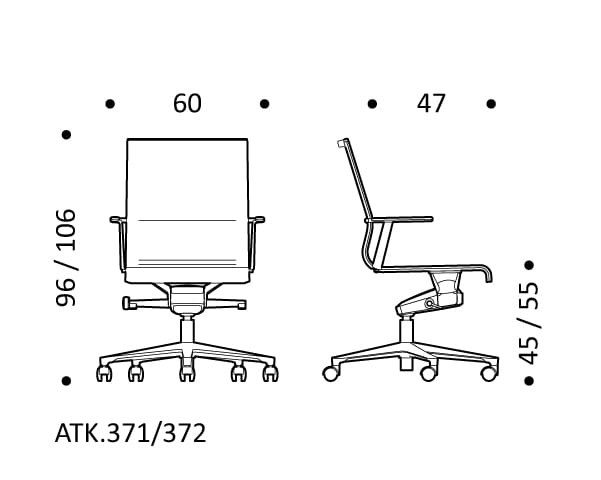 Поворотный сетчатый офисный стул с подлокотниками 5 спиц ICF Stick Chair ARCH-00076552 - Вид №4