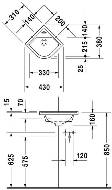 075244 Подвесная раковина настенная овальная Duravit Starck 3 белая - Вид №2