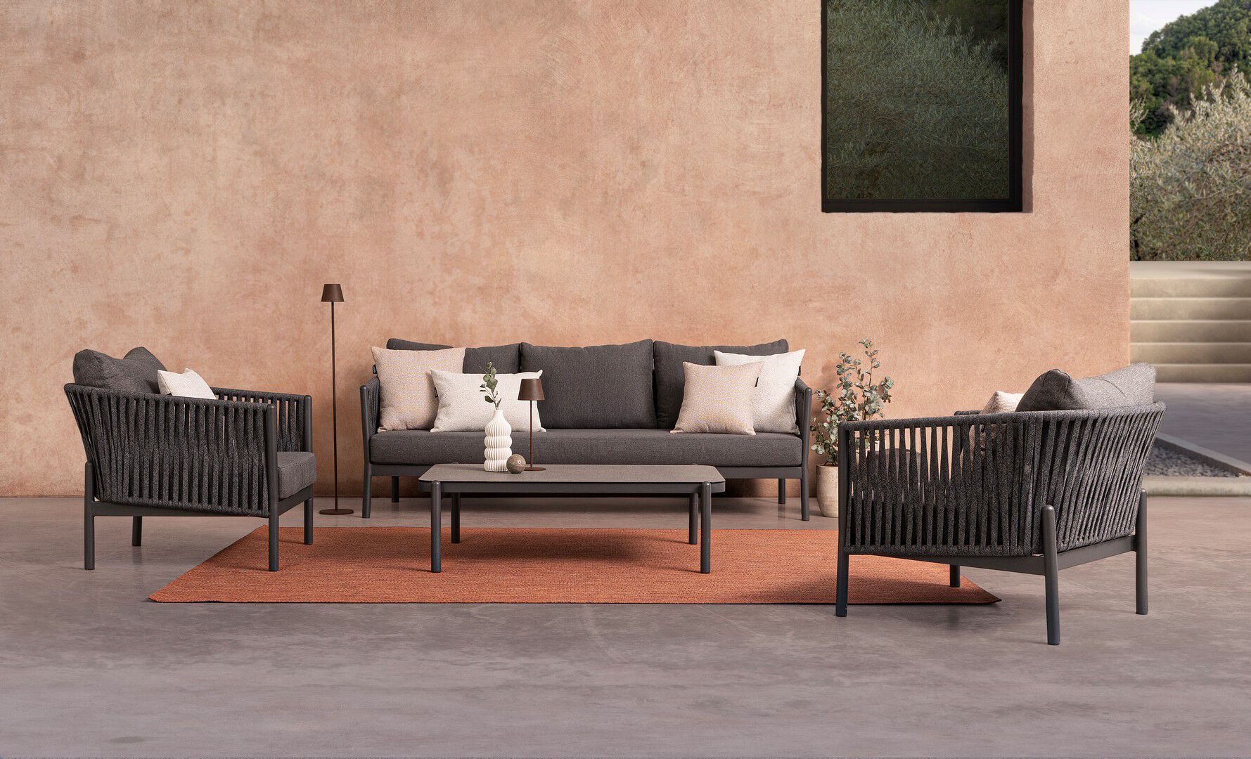 Алюминиевый и стеклянный прямоугольный низкий садовый столик BIZZOTTO Florencia ARCH-00039302 - Вид №5