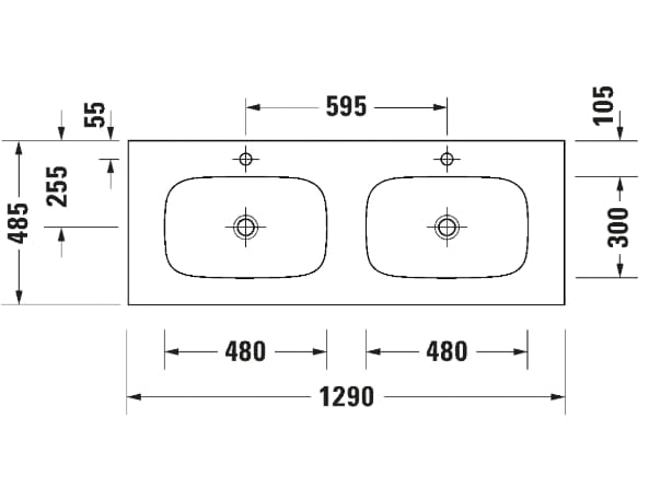 Керамическая раковина с двойным прямоугольным полукругом Duravit Sivida ARCH-00049749 - Вид №1