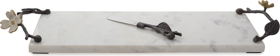 10622409 Michael Aram Доска для сыра с ножом Michael Aram Цветок кизила 47х15см, мрамор Мрамор 