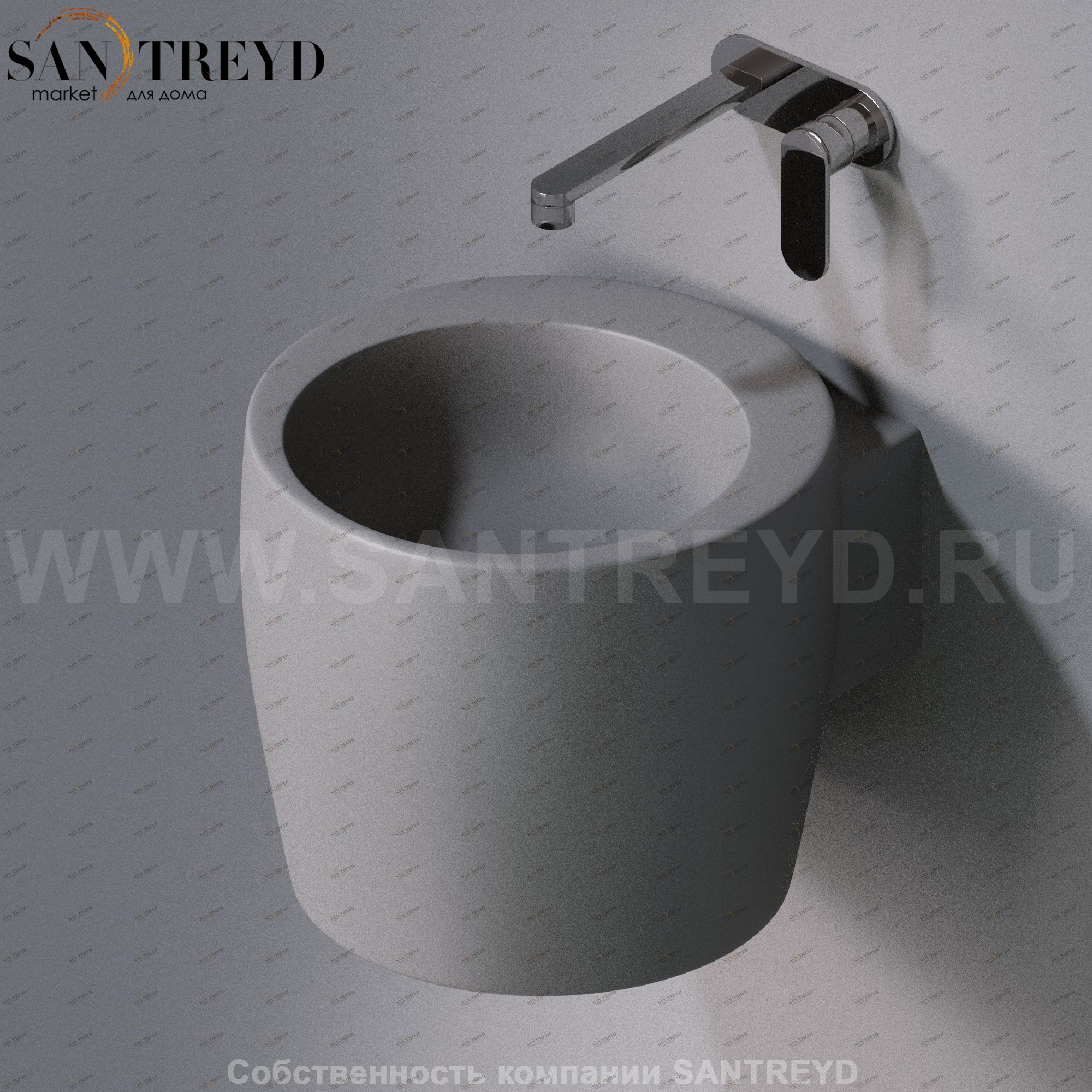 L102T0R0V1.116 Подвесная раковина настенная круглая A. e T. Italia SPOT серая AeT ITALIA TOTEM