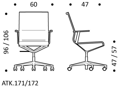 ICF Поворотный офисный стул из ткани с 5 спицами и подлокотниками Stick chair sun-id-1349929 - Вид №7