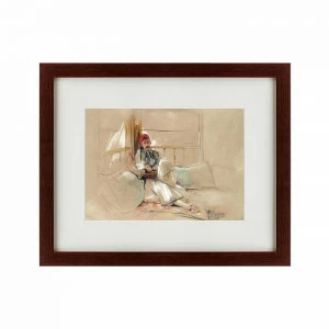 Картина в деревянной раме 52х42 см A Corfiot Warrior Reclinnig 1840 г КАРТИНЫ В КВАРТИРУ  135549 Бежевый;белый;коричневый;разноцветный