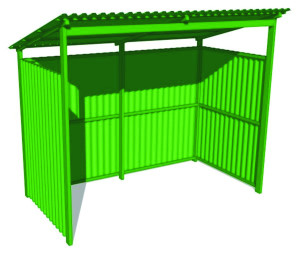 BMK2.01-MK.MD БЛОК МК 01 с крышей, без ворот, контейнерная площадка металлическая LAB.Space